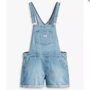 Levi’s Women’s Vintage Shortall Light Wash Cuffed Denim Overalls Size 18W